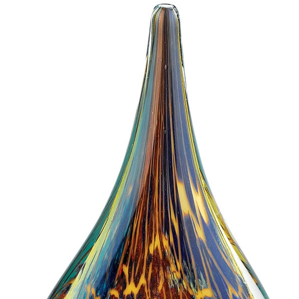 13" Blue and Yellow Murano Glass Modern Abstract Tabletop Sculpture HomeRoots