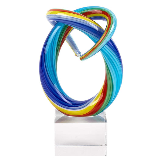 6" Rainbow Murano Glass Modern Abstract Tabletop Sculpture HomeRoots