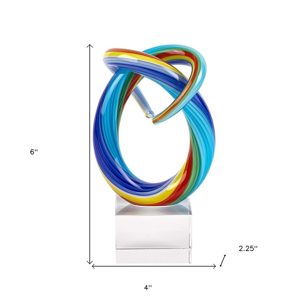 6" Rainbow Murano Glass Modern Abstract Tabletop Sculpture HomeRoots