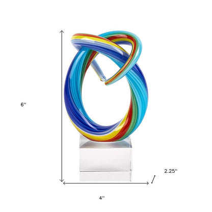 6" Rainbow Murano Glass Modern Abstract Tabletop Sculpture HomeRoots