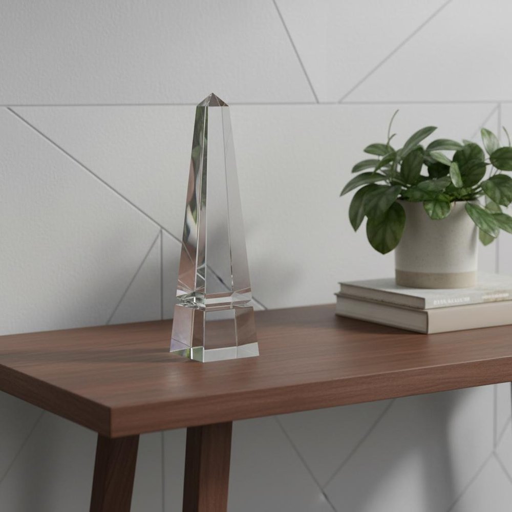 12" Clear Crystal Obelisk Statue HomeRoots