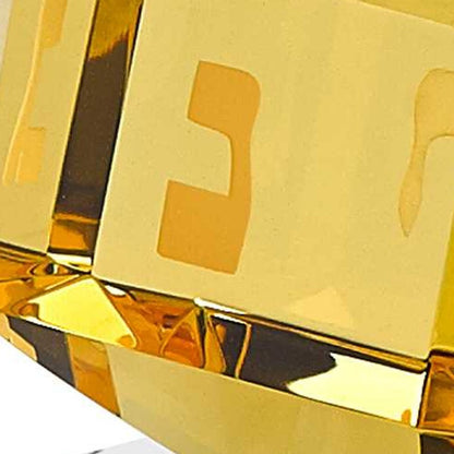 3 Mouth Blown Amber Dreidel On Crystal Stand HomeRoots