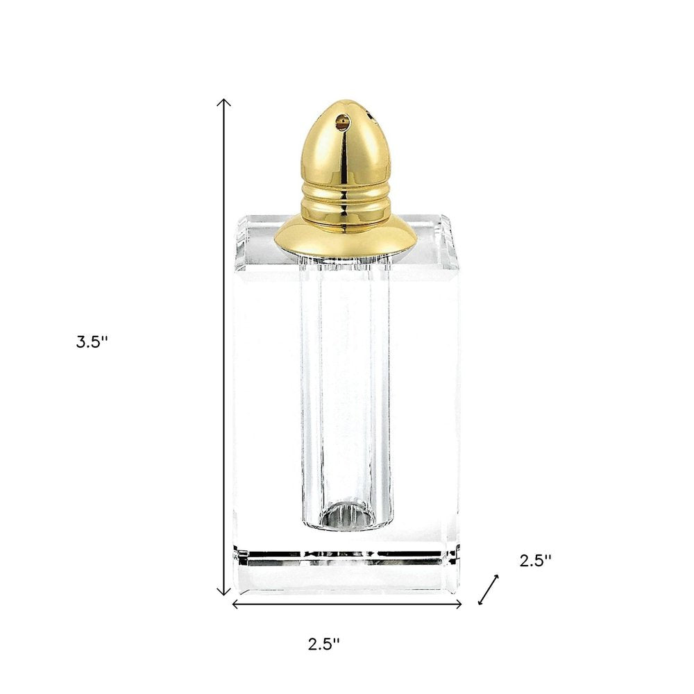 Set of Two Clear And Gold Crystal Pepper Shakers HomeRoots