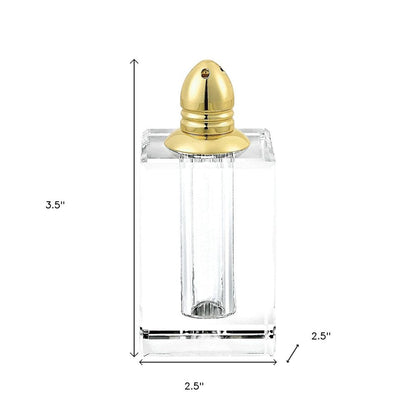 Set of Two Clear And Gold Crystal Pepper Shakers HomeRoots