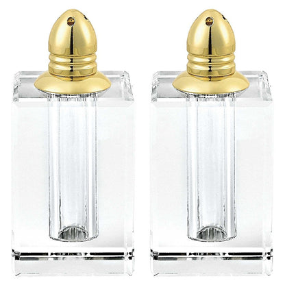 Set of Two Clear And Gold Crystal Pepper Shakers HomeRoots
