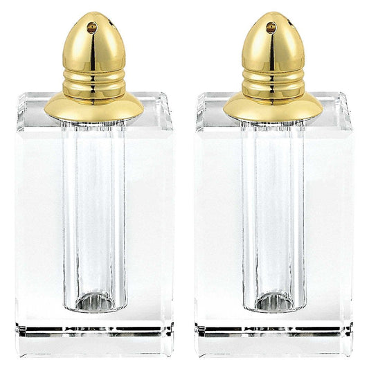 Set of Two Clear And Gold Crystal Pepper Shakers HomeRoots