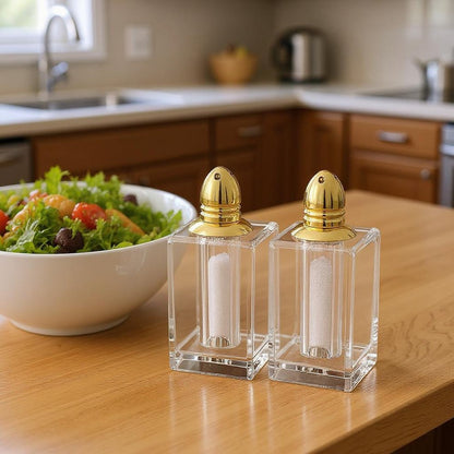 Set of Two Clear And Gold Crystal Pepper Shakers HomeRoots