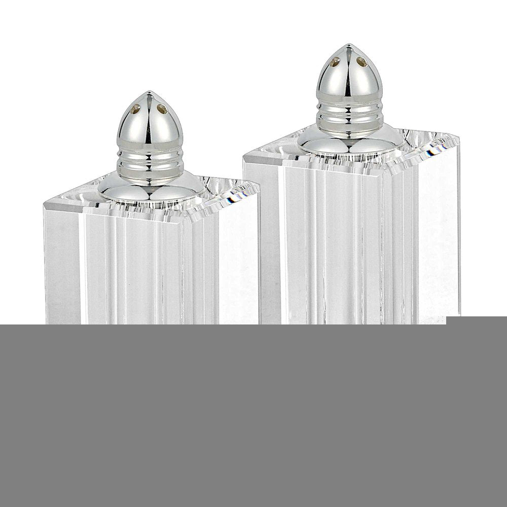 Set of Two Clear And Silver Crystal Pepper Shakers HomeRoots
