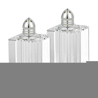 Set of Two Clear And Silver Crystal Pepper Shakers HomeRoots