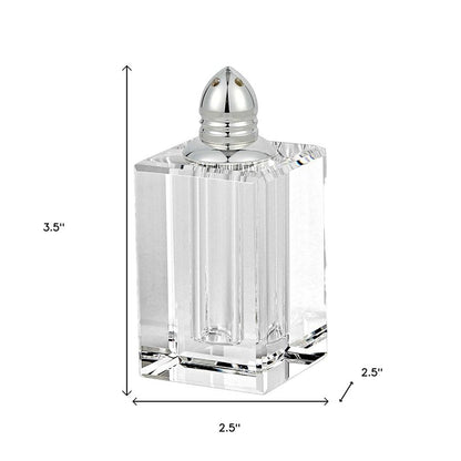 Set of Two Clear And Silver Crystal Pepper Shakers HomeRoots