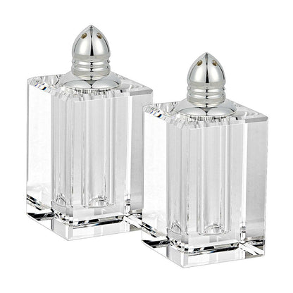 Set of Two Clear And Silver Crystal Pepper Shakers HomeRoots