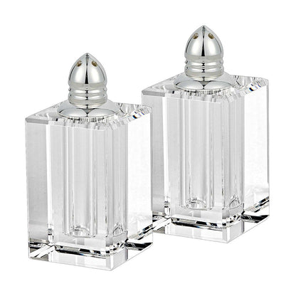 Set of Two Clear And Silver Crystal Pepper Shakers HomeRoots