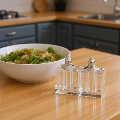 Set of Two Clear And Silver Crystal Pepper Shakers HomeRoots
