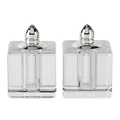 Set of Two Clear And Silver Crystal Pepper Shakers HomeRoots