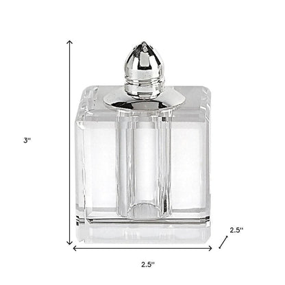 Set of Two Clear And Silver Crystal Pepper Shakers HomeRoots