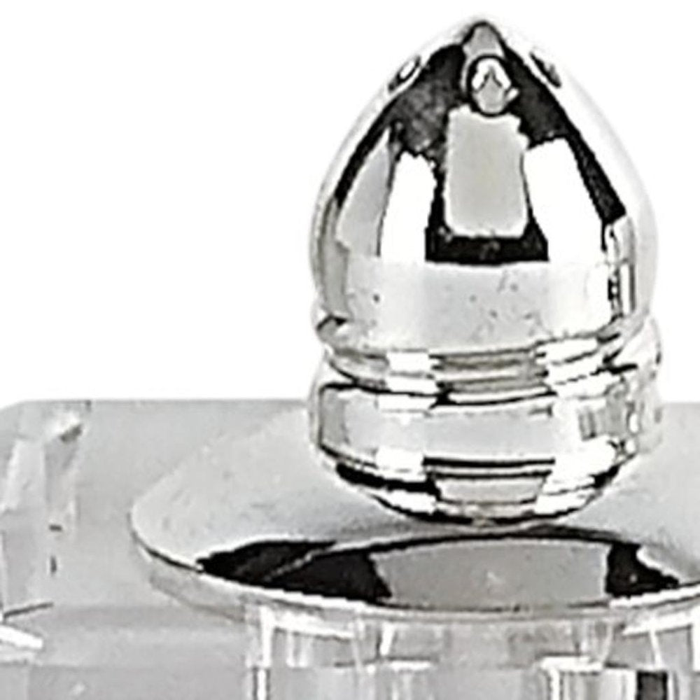 Set of Two Clear And Silver Crystal Pepper Shakers HomeRoots