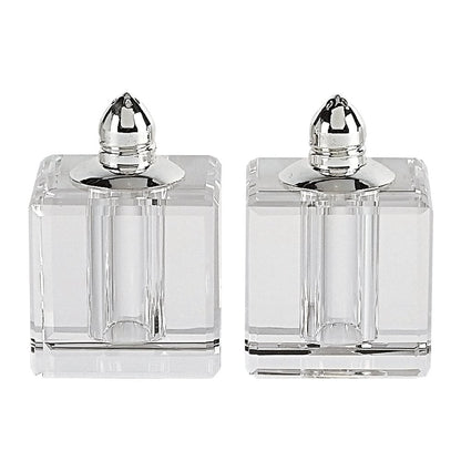 Set of Two Clear And Silver Crystal Pepper Shakers HomeRoots