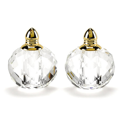 Set of Two Clear And Gold Crystal Geometric Pepper Shakers HomeRoots