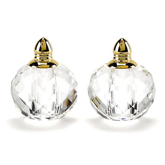 Set of Two Clear And Gold Crystal Geometric Pepper Shakers HomeRoots