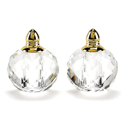 Set of Two Clear And Gold Crystal Geometric Pepper Shakers HomeRoots