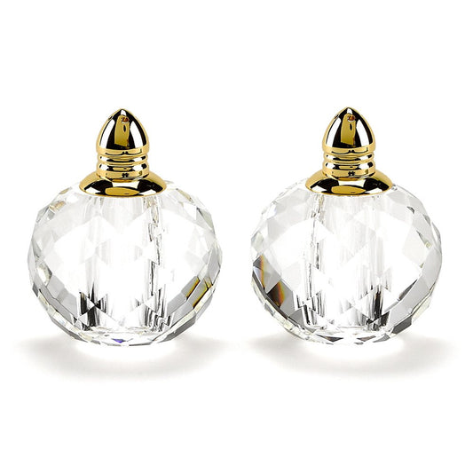 Set of Two Clear And Gold Crystal Geometric Pepper Shakers HomeRoots