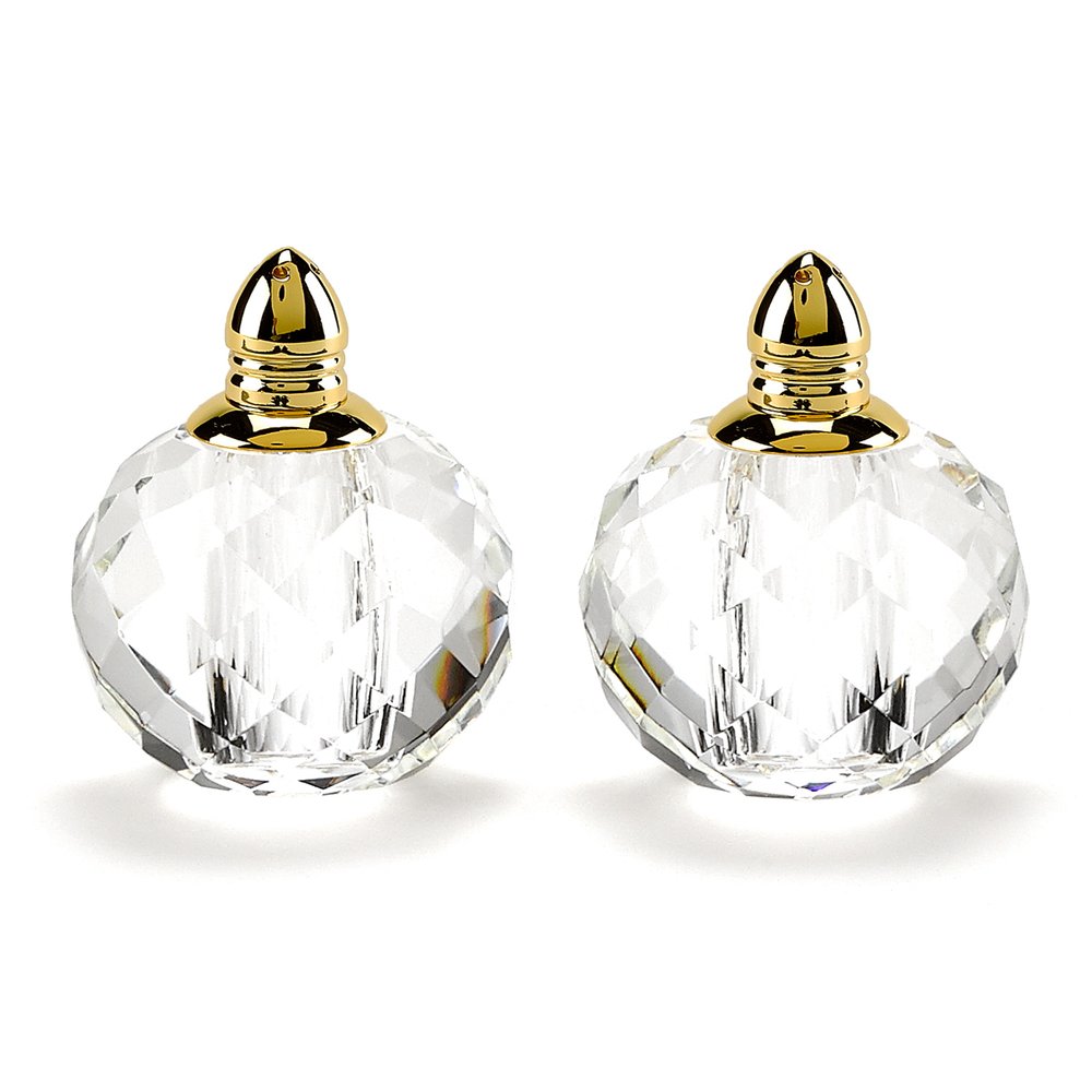 Set of Two Clear And Gold Crystal Geometric Pepper Shakers HomeRoots