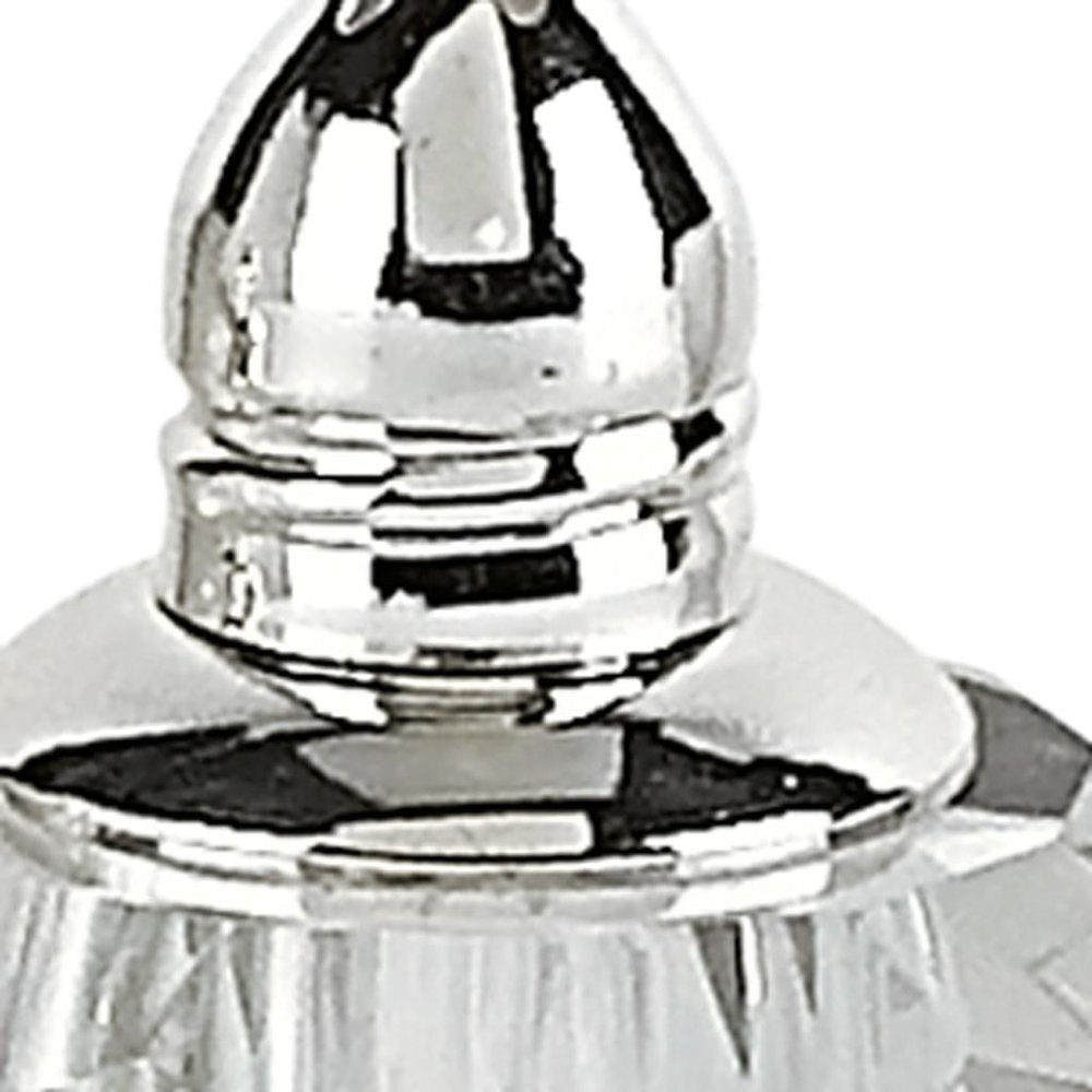 Set of Two Clear And Silver Crystal Geometric Pepper Shakers HomeRoots