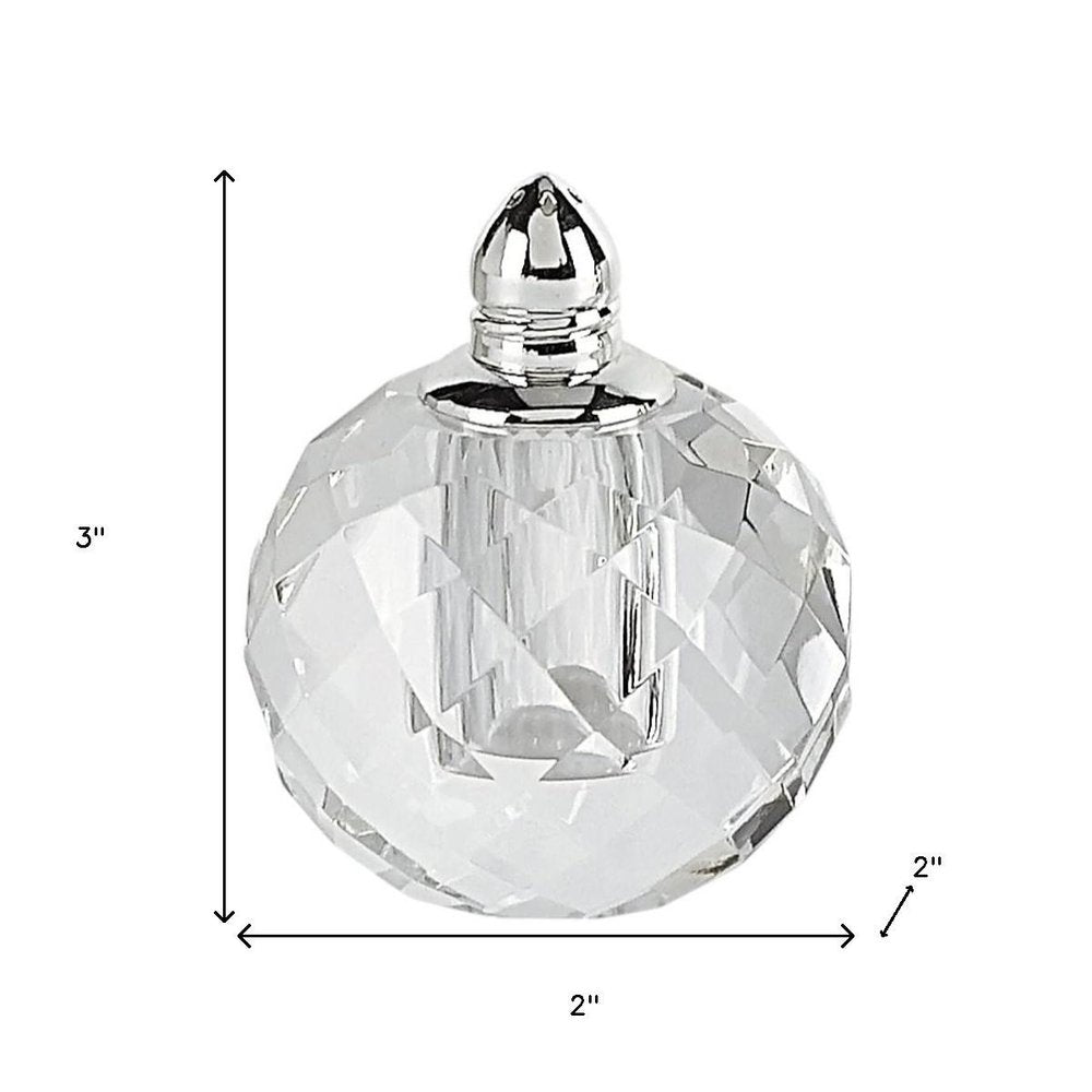 Set of Two Clear And Silver Crystal Geometric Pepper Shakers HomeRoots
