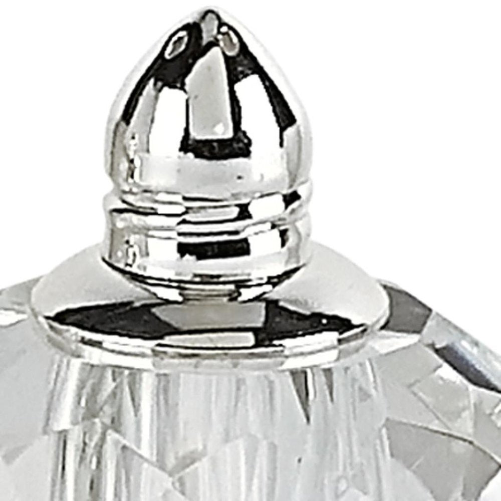 Set of Two Clear And Silver Crystal Geometric Pepper Shakers HomeRoots