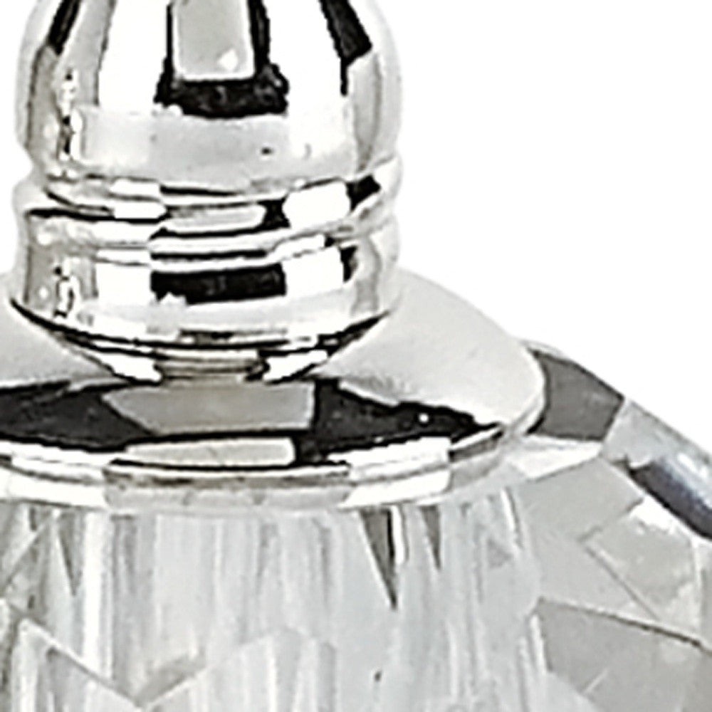 Handcrafted Optical Crystal And Silver Rounded Salt And Pepper Shakers