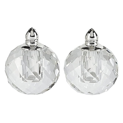 Set of Two Clear And Silver Crystal Geometric Pepper Shakers HomeRoots