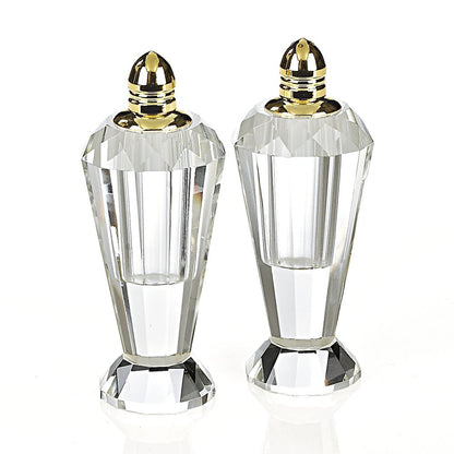 Set of Two Clear And Gold Crystal Geometric Pepper Shakers HomeRoots