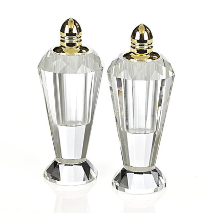 Set of Two Clear And Gold Crystal Geometric Pepper Shakers HomeRoots