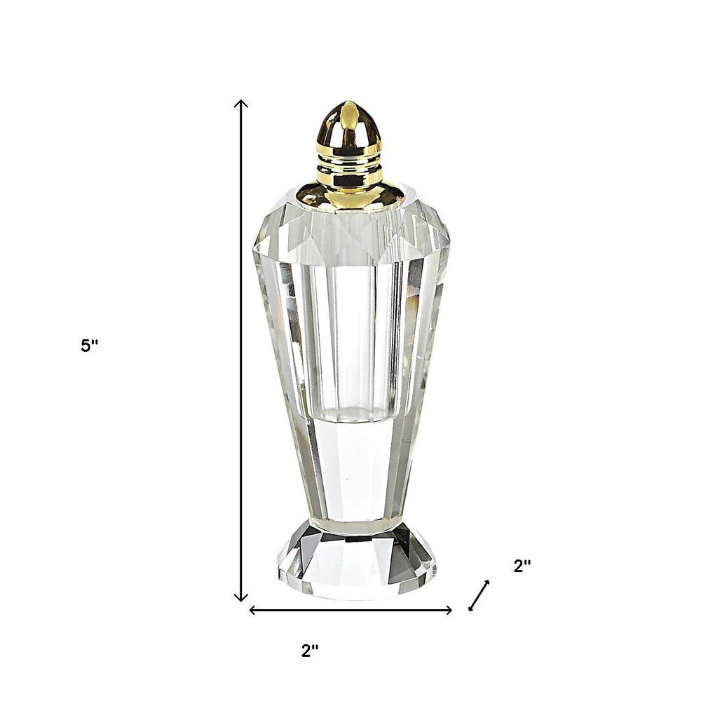 Set of Two Clear And Gold Crystal Geometric Pepper Shakers HomeRoots