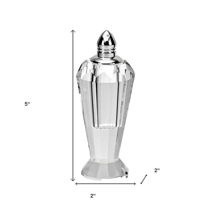 Set of Two Clear And Silver Crystal Geometric Pepper Shakers HomeRoots