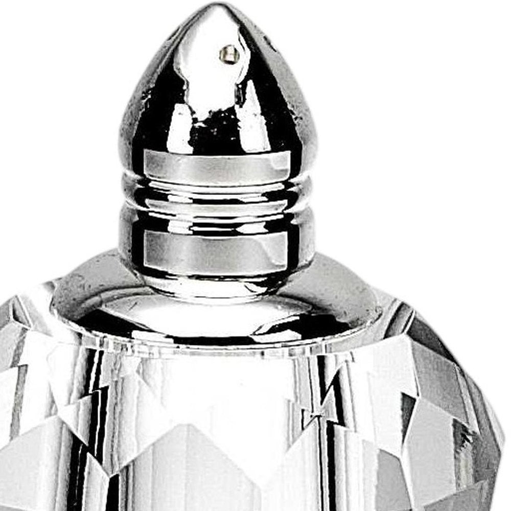 Set of Two Clear And Silver Crystal Geometric Pepper Shakers HomeRoots