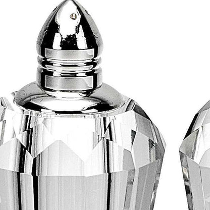 Handcrafted Optical Crystal And Silver Pair Of Salt And Pepper Shakers - FurniFindUSA