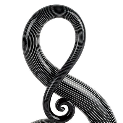 12" Black and White Murano Glass Modern Abstract Tabletop Sculpture