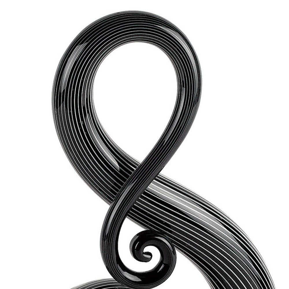 12" Black and White Murano Glass Modern Abstract Tabletop Sculpture HomeRoots