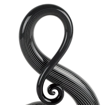 12" Black and White Murano Glass Modern Abstract Tabletop Sculpture HomeRoots