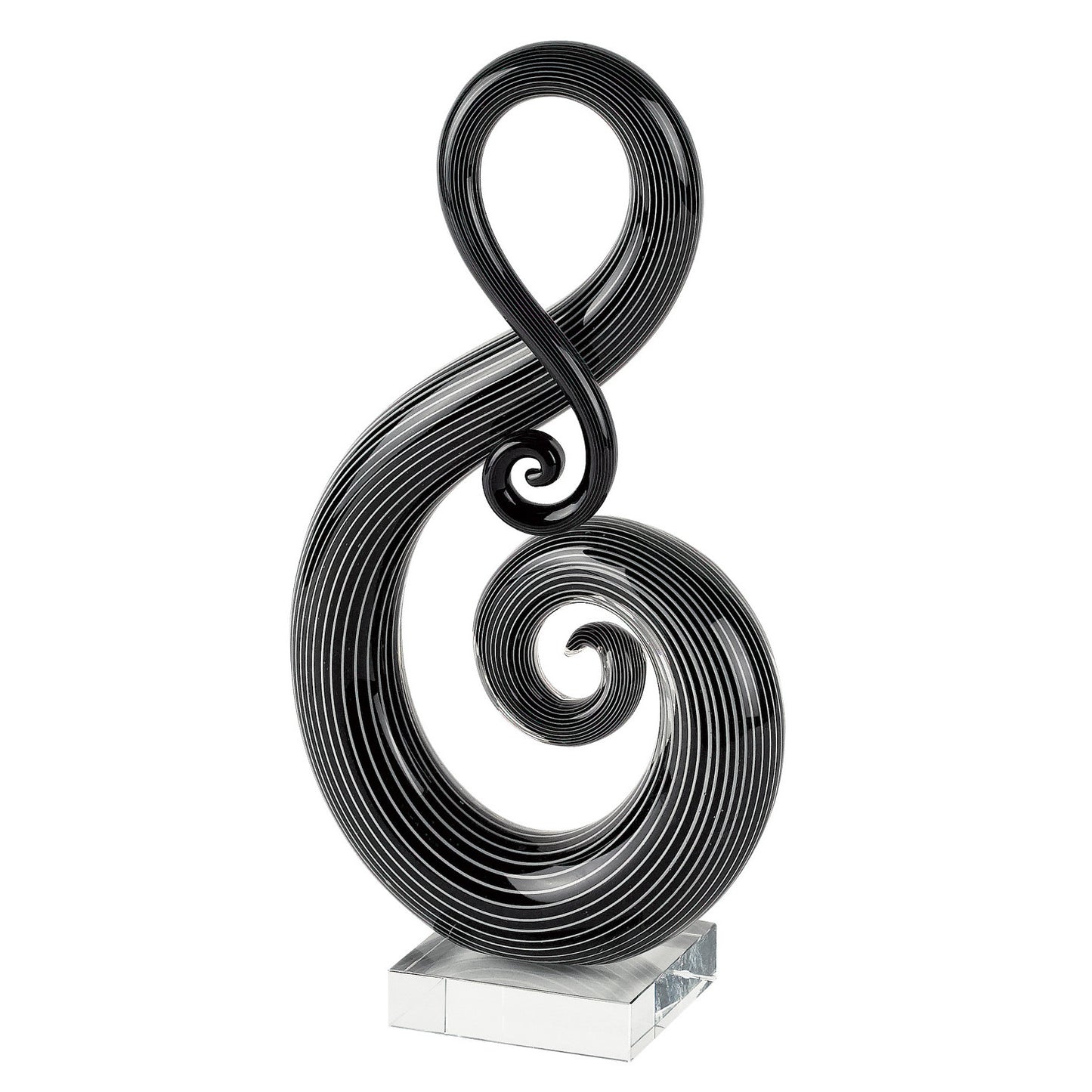 12" Black and White Murano Glass Modern Abstract Tabletop Sculpture