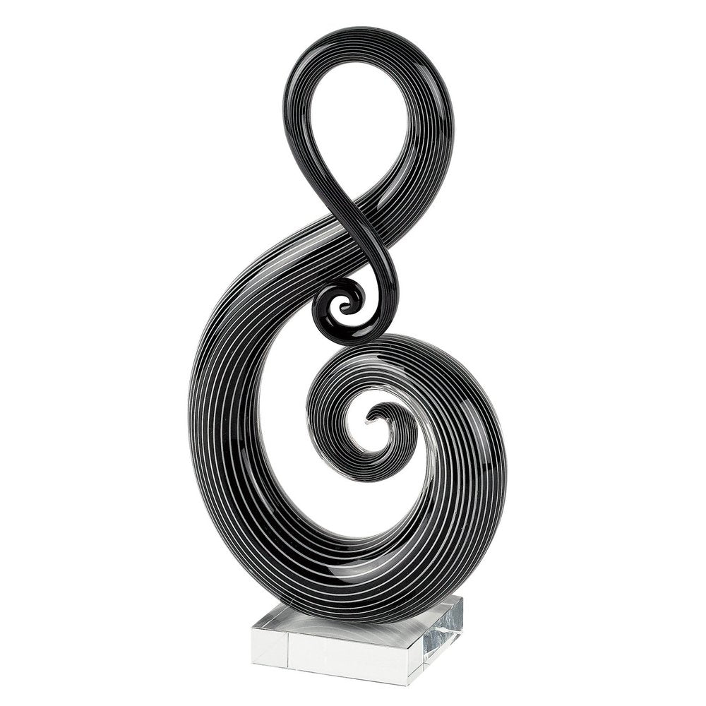 12" Black and White Murano Glass Modern Abstract Tabletop Sculpture HomeRoots