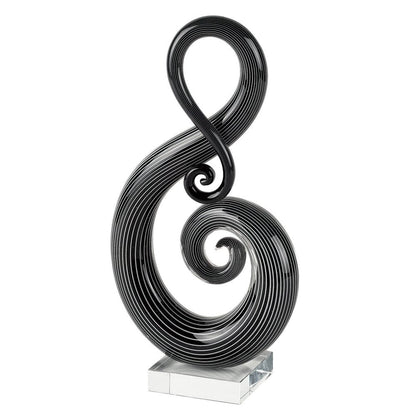 12" Black and White Murano Glass Modern Abstract Tabletop Sculpture HomeRoots