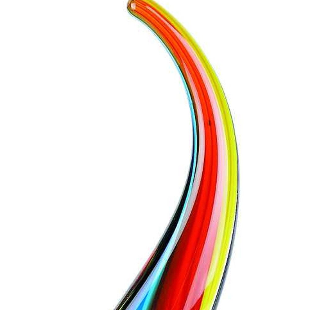 17" Blue and Red Murano Glass Modern Abstract Tabletop Sculpture HomeRoots