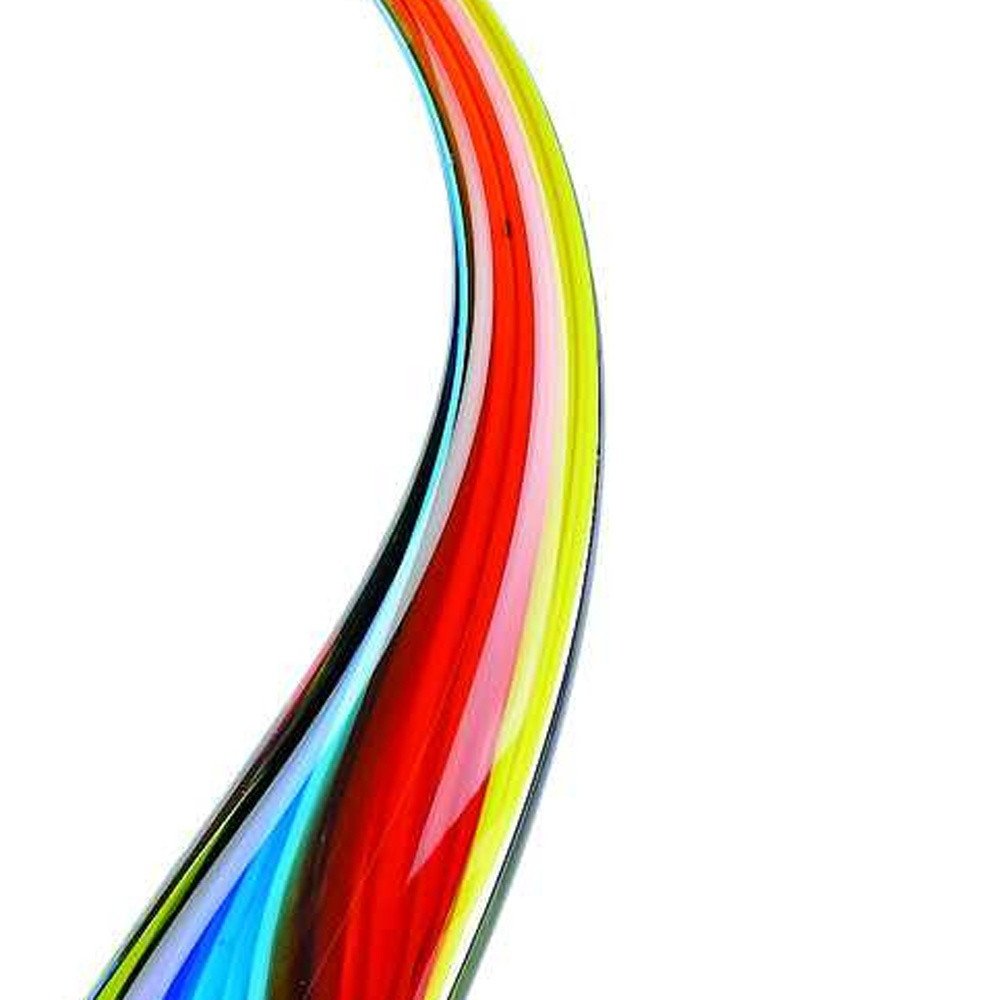 12" Clear Red Blue Yellow Murano Glass Modern Abstract Tabletop Sculpture HomeRoots