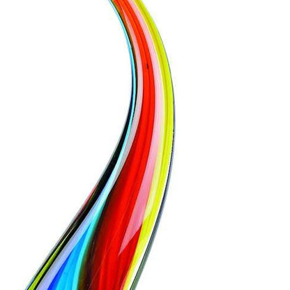 12" Clear Red Blue Yellow Murano Glass Modern Abstract Tabletop Sculpture HomeRoots