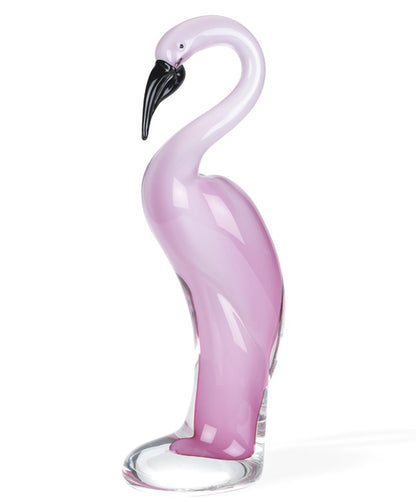 15" Pink Murano Glass Flamingo Figurine Tabletop Sculpture HomeRoots