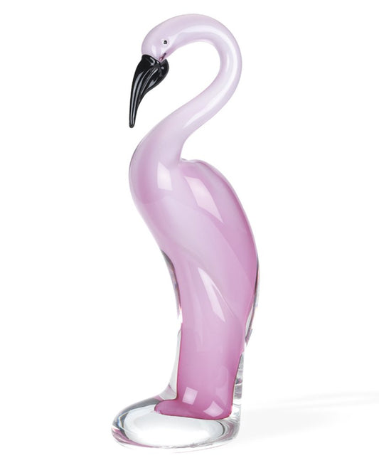 15" Pink Murano Glass Flamingo Figurine Tabletop Sculpture HomeRoots