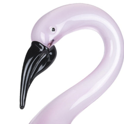 15" Pink Murano Glass Flamingo Figurine Tabletop Sculpture