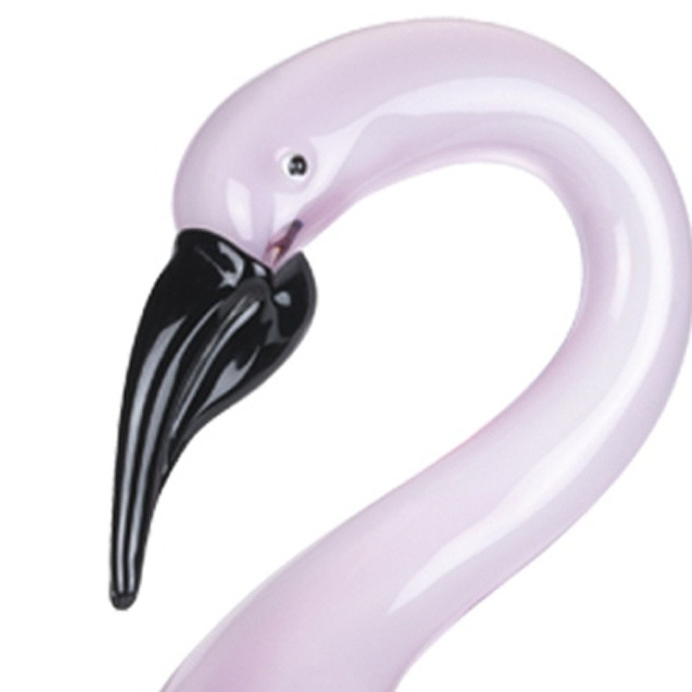 15" Pink Murano Glass Flamingo Figurine Tabletop Sculpture HomeRoots